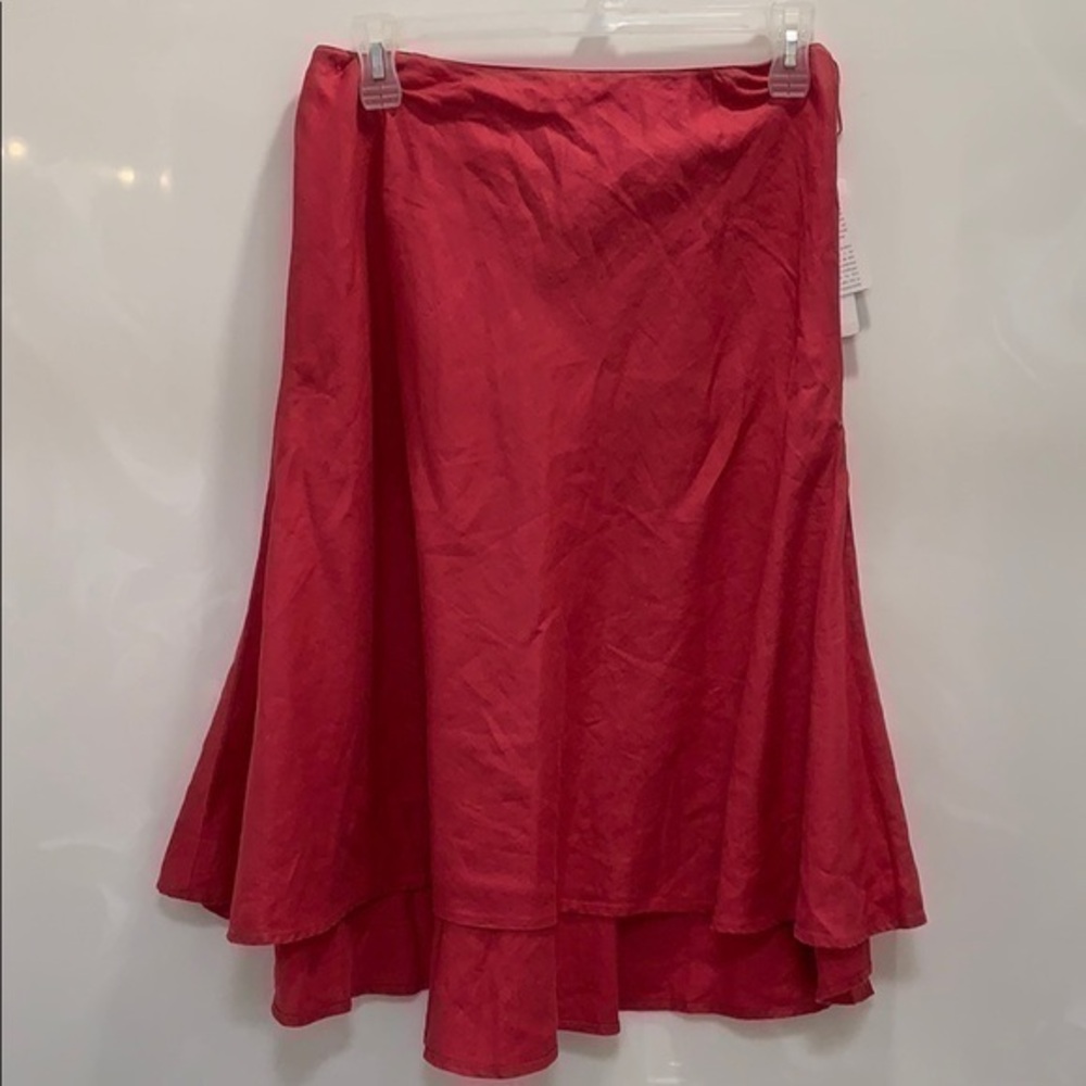 Pink Linen High Low Skirt